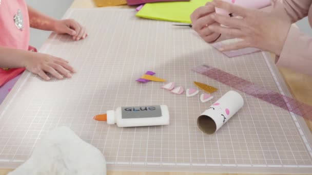 Papelería Para Niños Hacer Bichos Papel Los Rollos Papel Higiénico — Vídeos de Stock