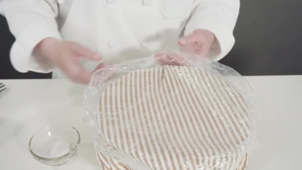 Woman Preparing Dough Cooking Kitchen — Stock Video