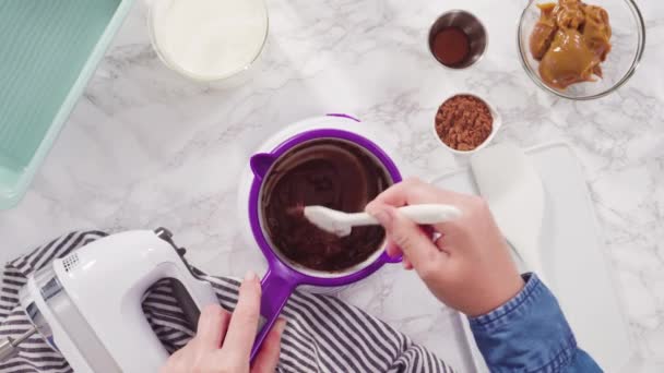 Mixing Ingredients Prepare Lemon Cranberry Bundt Cake — Stock Video