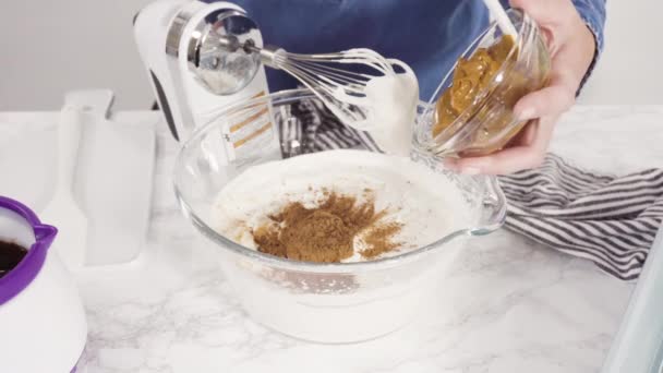 Mescolare Gli Ingredienti Preparare Torta Fascio Mirtilli Rossi Limone — Video Stock