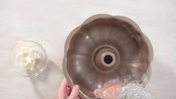 Składniki Mieszające Przygotowania Cytrynowego Ciasta Żurawinowego — Wideo stockowe