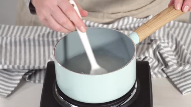 Mezclar Ingredientes Para Preparar Pastel Limonada Arándanos — Vídeo de stock