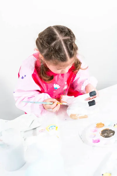 Bambina Che Lavora Suo Progetto Artistico Apprendimento Distanza Casa Durante — Foto Stock