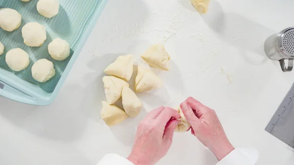 Acostado Hornear Rollos Caseros Cena Con Arrancador Masa Madre — Foto de Stock