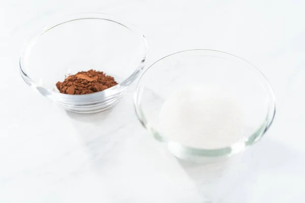 Mixing Ingredients Glass Mixing Bowl Bake Chocolate Graham Crackers — Stock Photo, Image