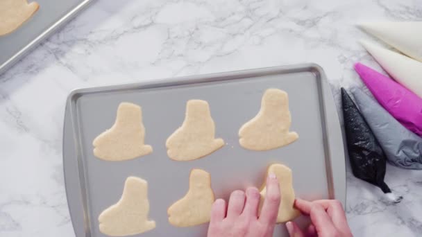 Bolinhos Açúcar Forma Patins Gelo Com Cereja Real — Vídeo de Stock