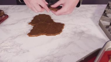 Noel şekeri kurabiyeleri yapmak, yakın çekim, üst manzara