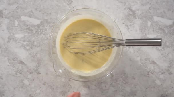 Making Coconut Banana Pancakes Garnished Sliced Bananas Toasted Coconut Maple — Stock Video