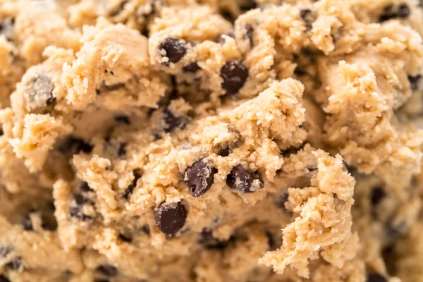 Mengen Van Ingrediënten Een Glazen Mengkom Chocoladekoekjes Bakken — Stockfoto