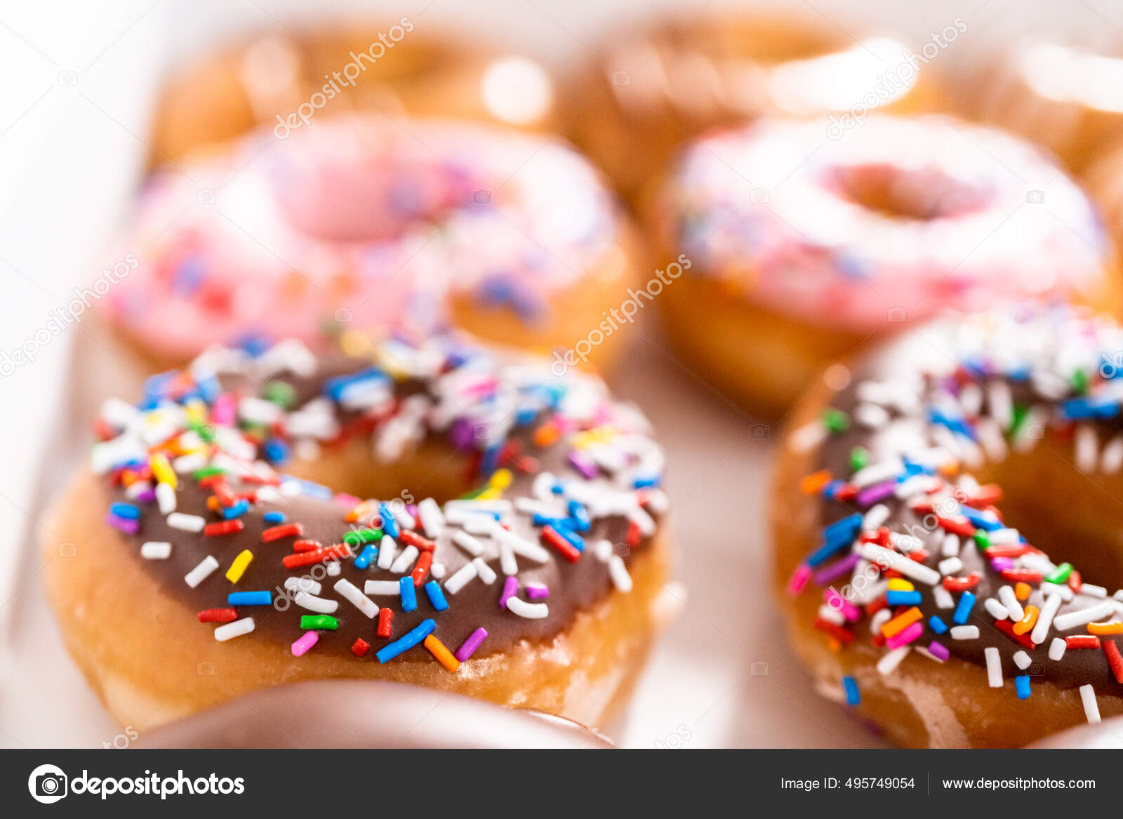 Variety Store Bought Doughnuts White Paper Box Stock Photo by ©urban