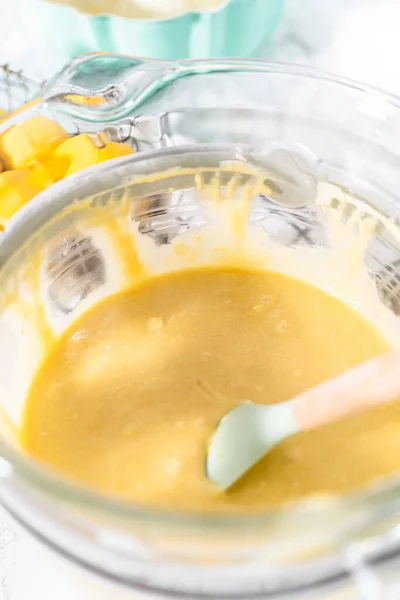 Lemon Pound Cake Batter Glass Mixing Bowl — Stock Photo, Image