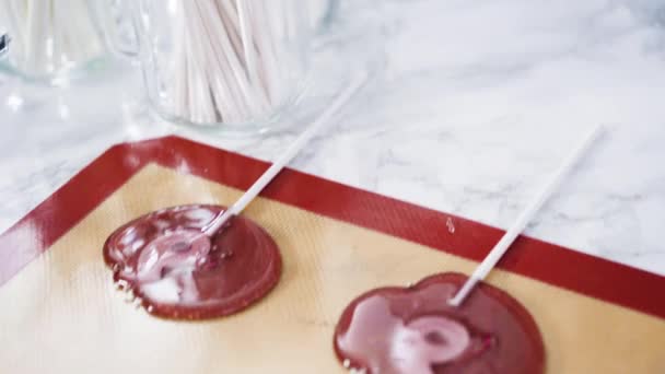 Making Large Homemade Lollipops Kitchen — Stock Video