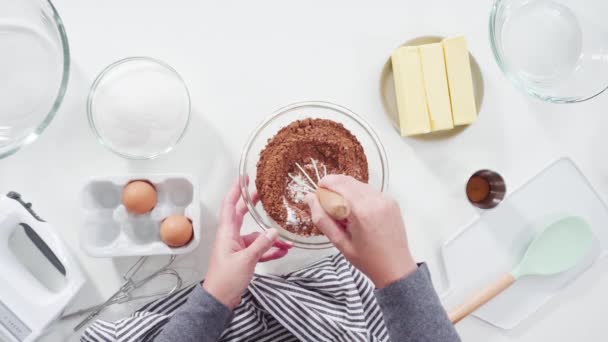 Chocoladekoekjes Maken Ingrediënten Mengen Keuken — Stockvideo
