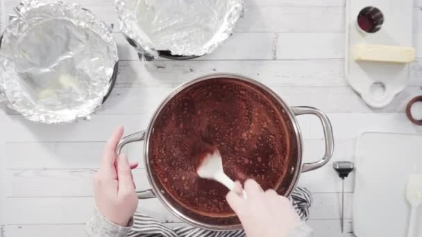 Steg För Steg Blandning Ingredienser Matlagning Potten För Att Göra — Stockvideo