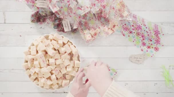 Envolvendo Biscoitos Caseiros Gengibre Açúcar Natal Para Presentes — Vídeo de Stock