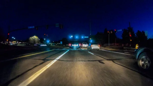 Denver Colorado Usa Januari 2020 Nachts Rijden Typische Verharde Wegen — Stockfoto