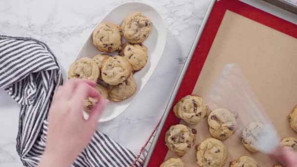 Fresh Homemade Chocolate Chip Cookies Dough Kitchen — Stock Video