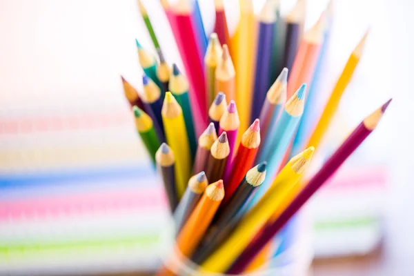 Colorful pencils, School supplies — Stok fotoğraf