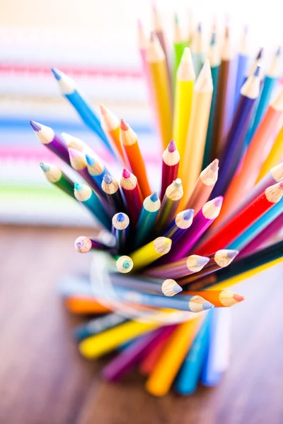 Colorful pencils, School supplies — Stock Photo, Image