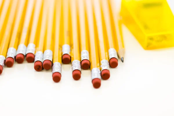 Pencils and sharpener, School supplies — Stock Photo, Image