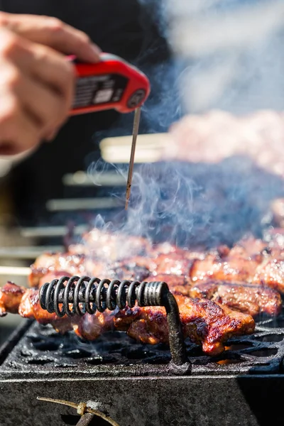 Carne di maiale sugli spiedi — Foto Stock