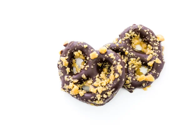 Chocolate covered pretzels — Stock Photo, Image