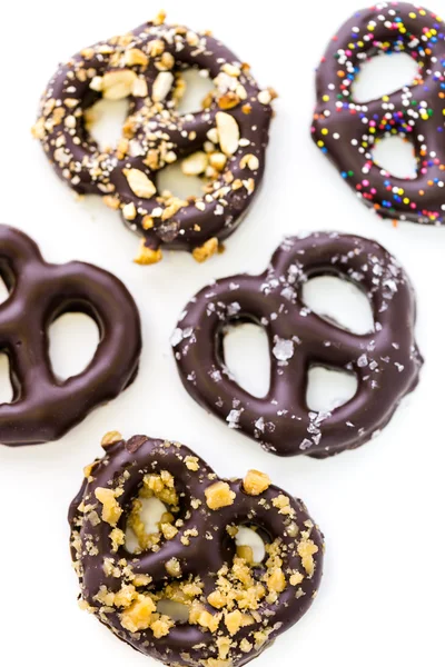 Pretzel ricoperti di cioccolato — Foto Stock