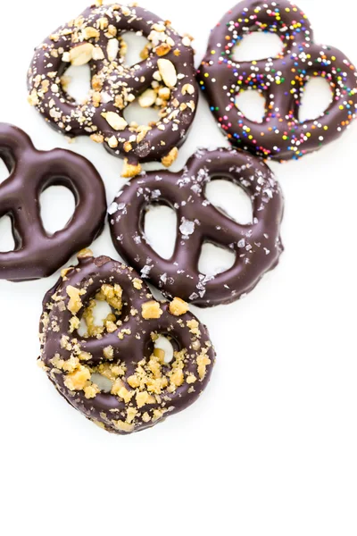 Pretzel ricoperti di cioccolato — Foto Stock