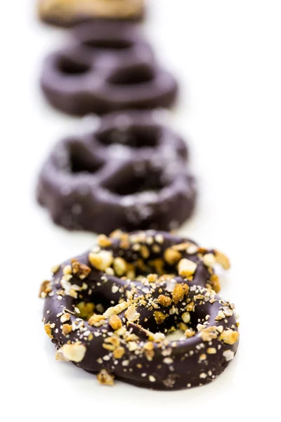 Pretzel ricoperti di cioccolato — Foto Stock