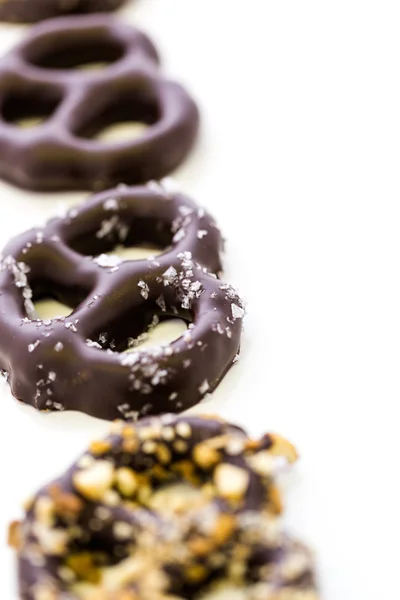 Chocolate covered pretzels — Stock Photo, Image