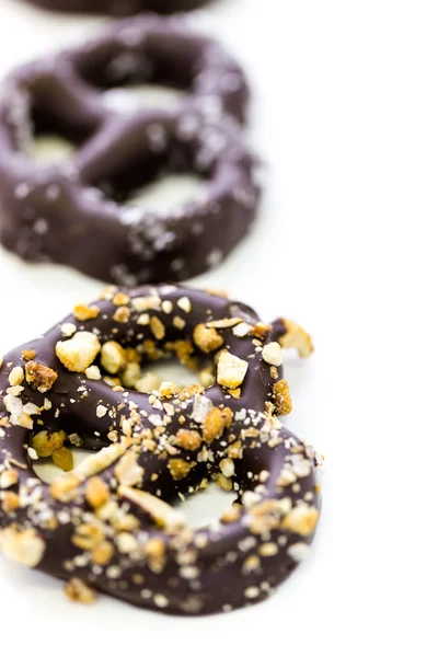 Pretzel ricoperti di cioccolato — Foto Stock