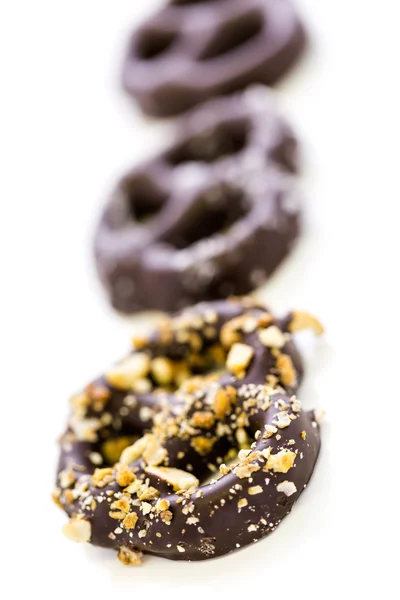 Pretzel ricoperti di cioccolato — Foto Stock