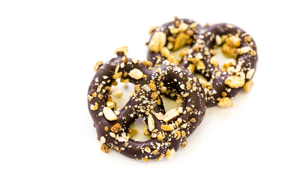 Chocolade overdekte pretzels — Stockfoto