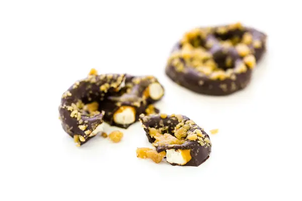 Pretzel ricoperti di cioccolato — Foto Stock