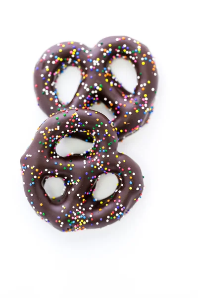 Chocolate covered pretzels — Stock Photo, Image