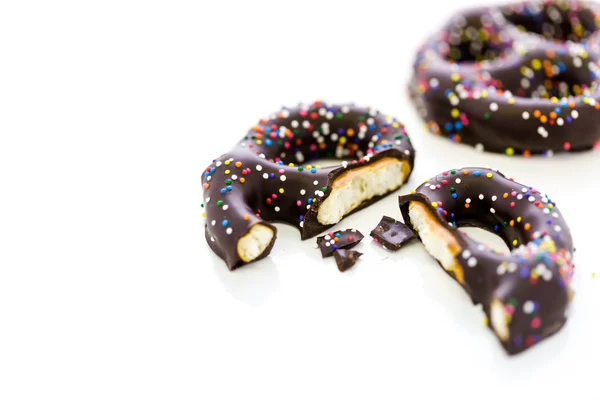 Pretzel ricoperti di cioccolato — Foto Stock