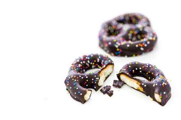 Pretzel ricoperti di cioccolato — Foto Stock