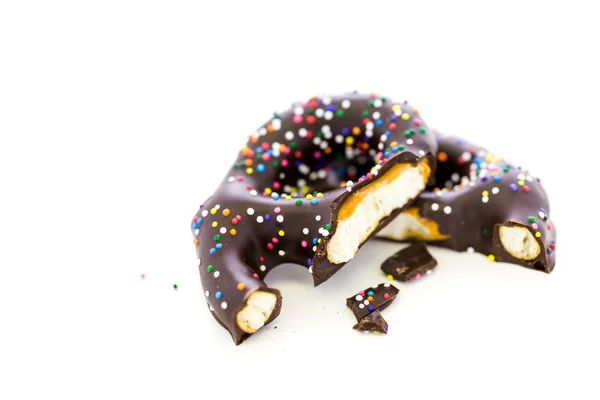 Pretzel ricoperto di cioccolato — Foto Stock