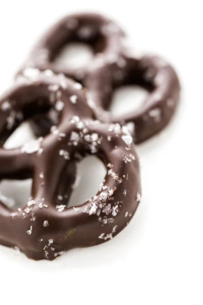 Chocolate covered pretzels — Stock Photo, Image