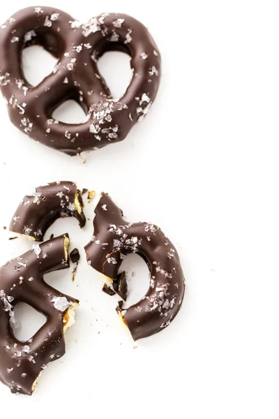 Choklad omfattas pretzels — Stockfoto