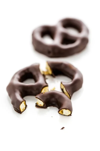 Chocolate covered pretzels — Stock Photo, Image