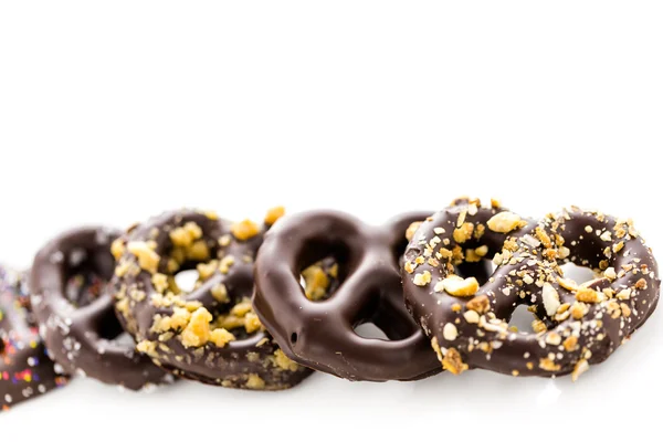 Chocolate covered pretzels — Stock Photo, Image