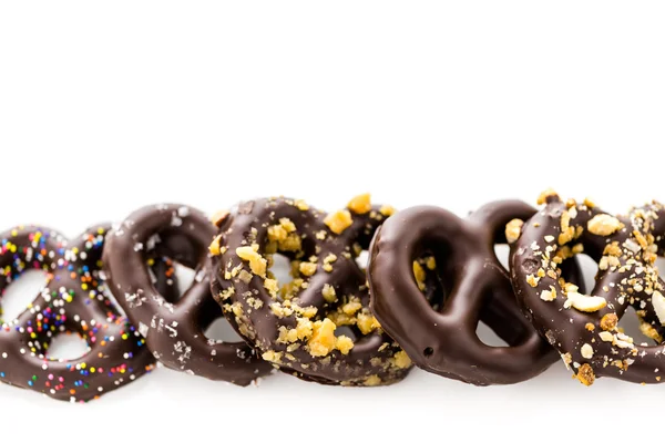 Pretzel ricoperti di cioccolato — Foto Stock