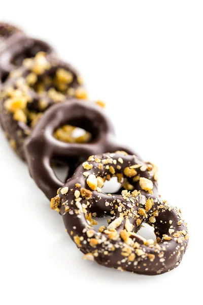 Pretzel ricoperti di cioccolato — Foto Stock