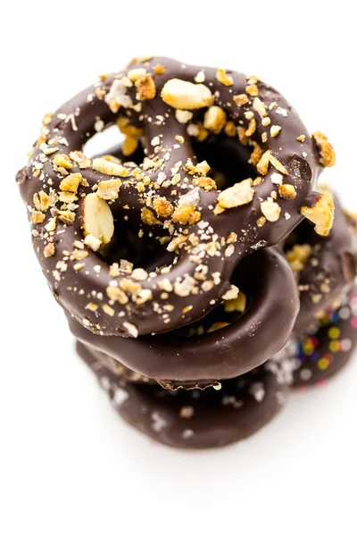 Chocolate covered pretzels — Stock Photo, Image