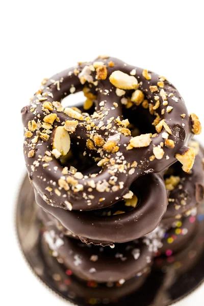 Chocolade overdekte pretzels — Stockfoto