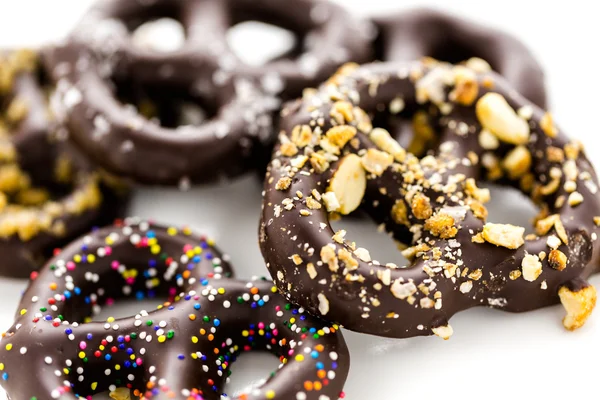 Pretzel ricoperti di cioccolato — Foto Stock