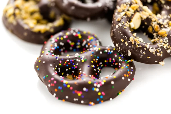 Pretzel ricoperti di cioccolato — Foto Stock