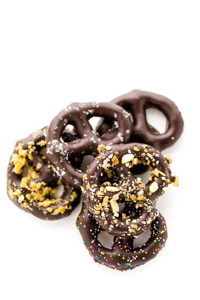 Chocolate covered pretzels — Stock Photo, Image