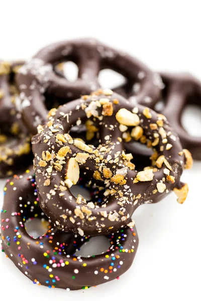 Choklad omfattas pretzels — Stockfoto